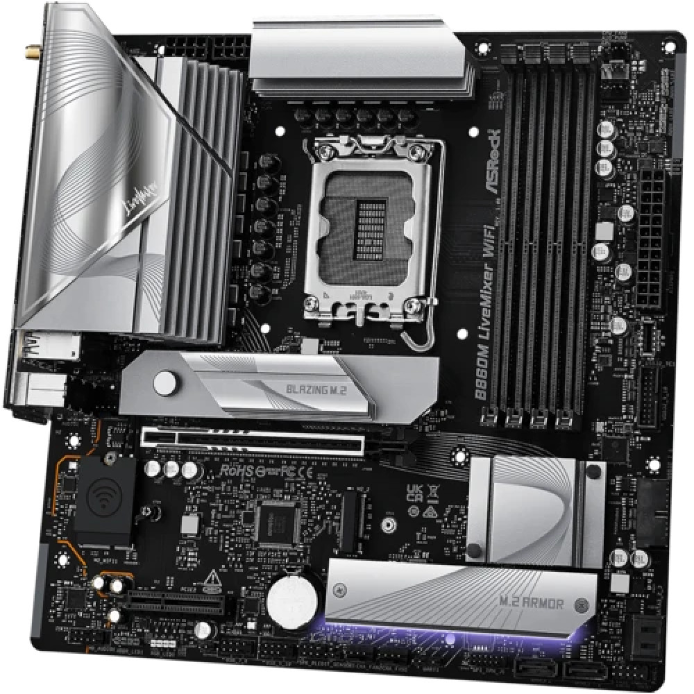 Материнская плата ASRock B860M LiveMixer WiFi B860M LIVEMIXER WIFI Micro-ATX, LGA 1851 - миниатюра 6