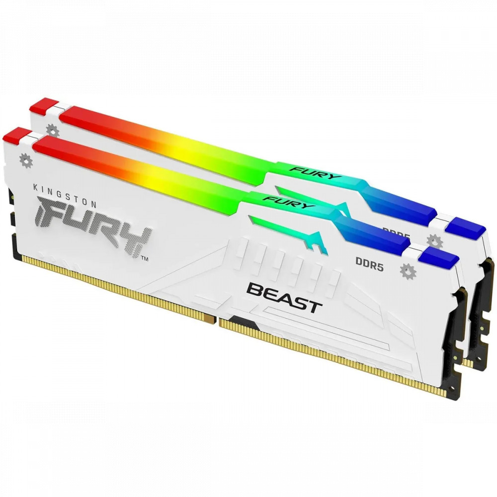 ОЗУ Kingston FURY Beast White RGB KF560C30BWEAK2-32 DIMM, DDR5, 32 Гб (2 х 16 Гб), 6000 МГц - миниатюра 2