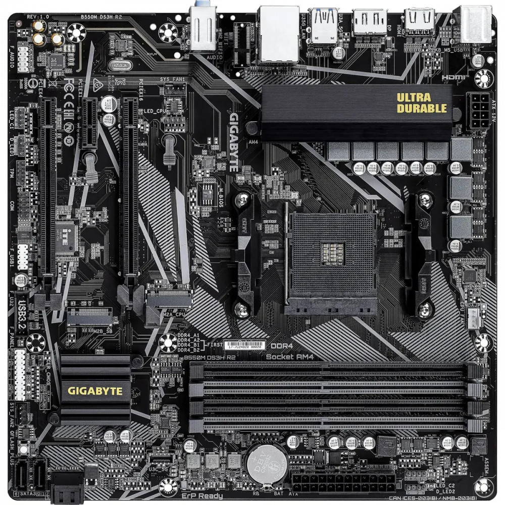 Материнская плата Gigabyte B550M DS3H R2 Micro-ATX, AMD AM4 - миниатюра 6