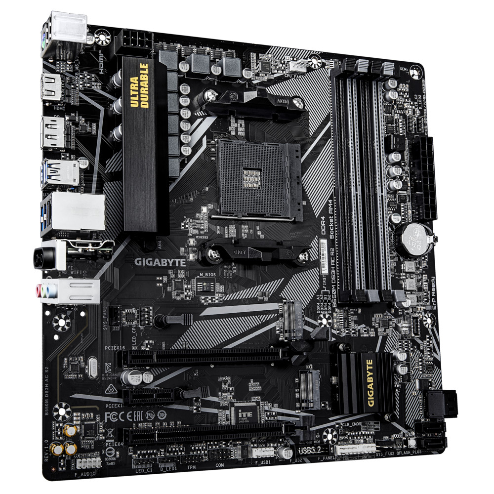 Материнская плата Gigabyte B550M DS3H AC R2 Micro-ATX, AMD AM4 - миниатюра 6
