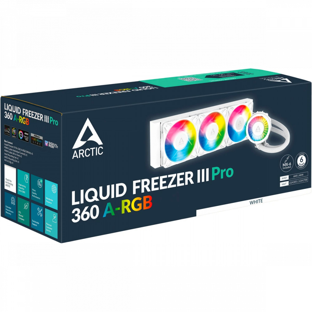 Система охлаждения ARCTIC Cooling Liquid Freezer III Pro 360 ARGB White ACFRE00188A Для процессора - миниатюра 10