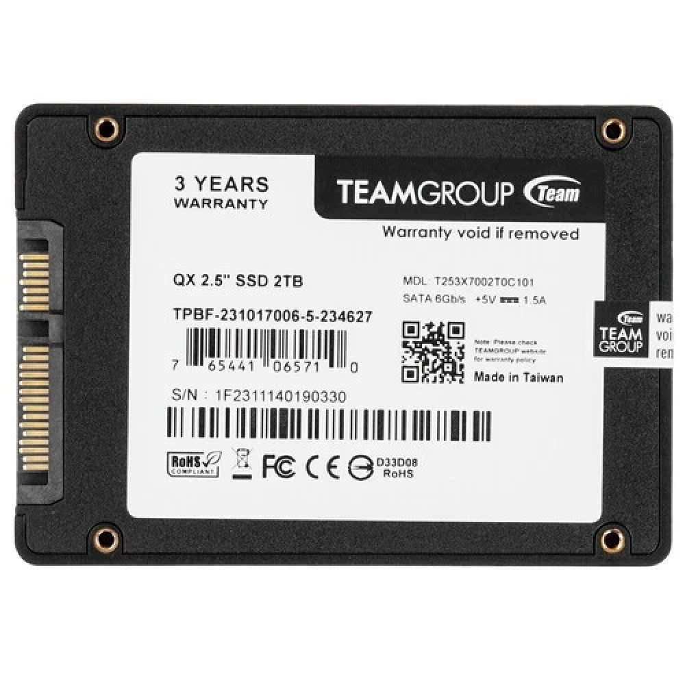 Жесткий диск Team Group QX T253X7002T0C101 SSD (твердотельные), 2 ТБ, 2.5 дюйма, SATA - миниатюра 4