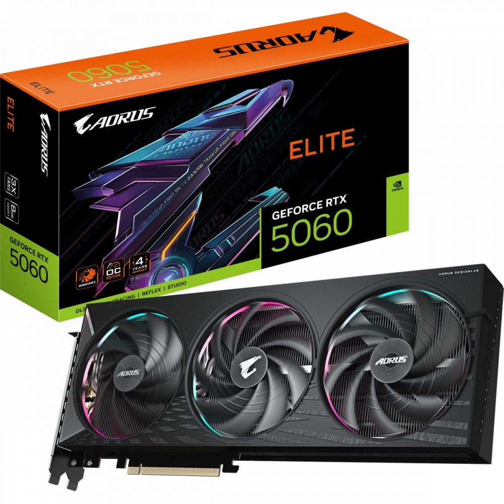 Видеокарта Gigabyte GeForce RTX 5060 AORUS ELITE OC 8Gb GV-N5060AORUS E-8GD 8 ГБ - миниатюра 10