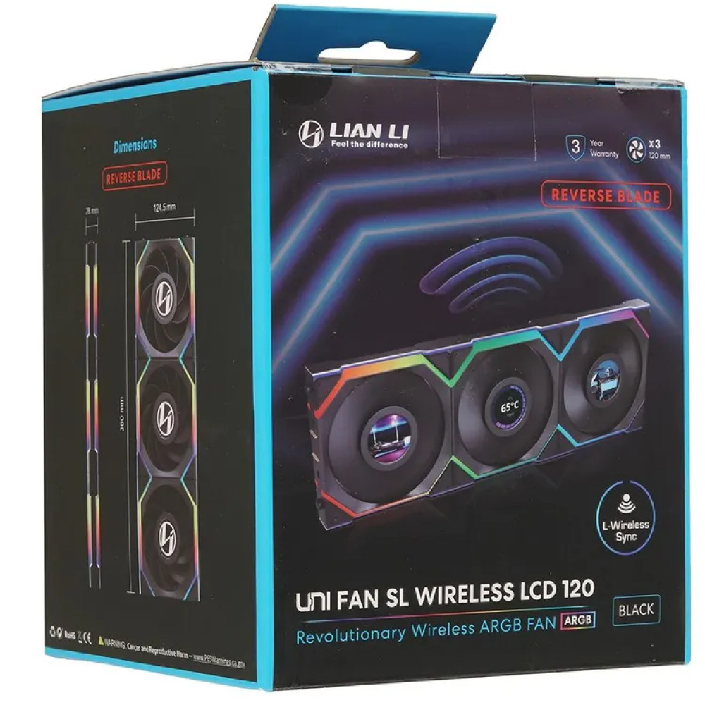 Система охлаждения Lian Li UNI FAN SL WIRELESS LCD 3x120mm Black G99.12SLLCD1W3B.00 Для системного блока - миниатюра 8