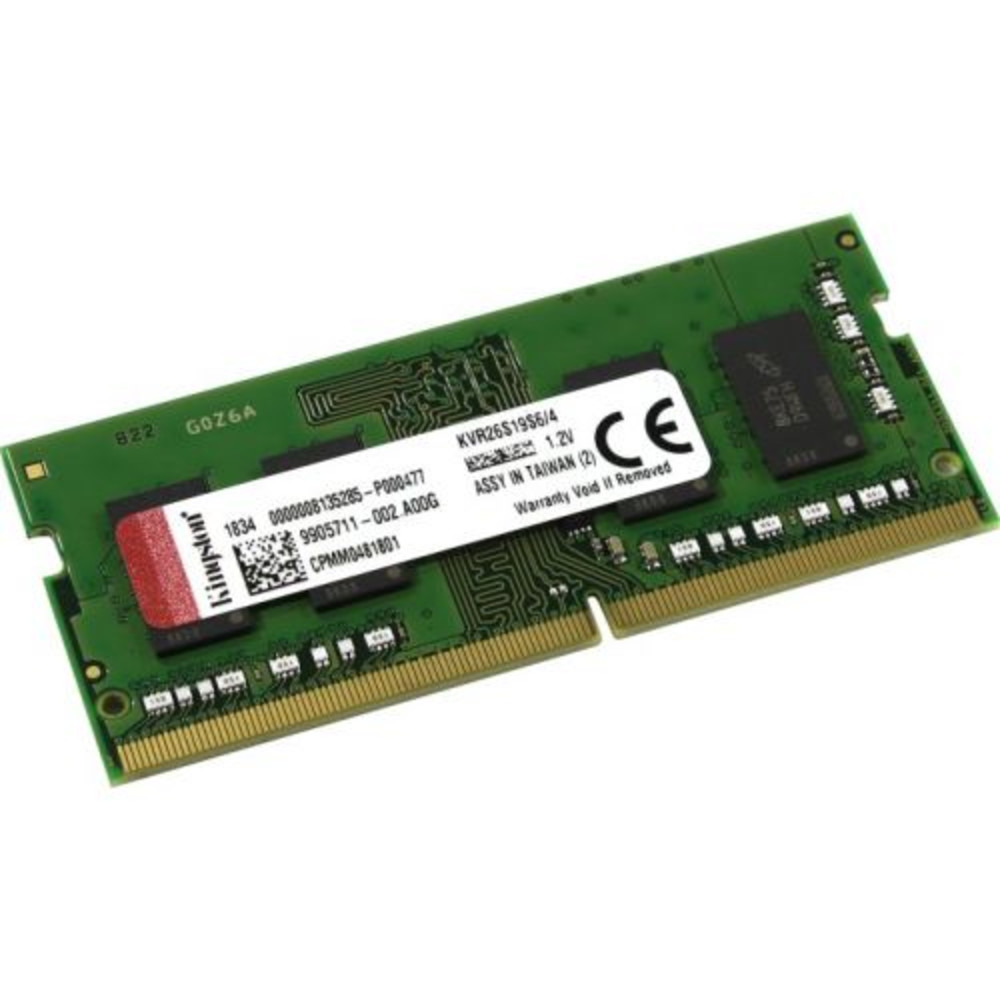 ОЗУ Kingston DDR4 SODIMM 4GB KVR26S19S6/4 SO-DIMM, DDR4, 4 Гб, 2666 МГц - миниатюра 2