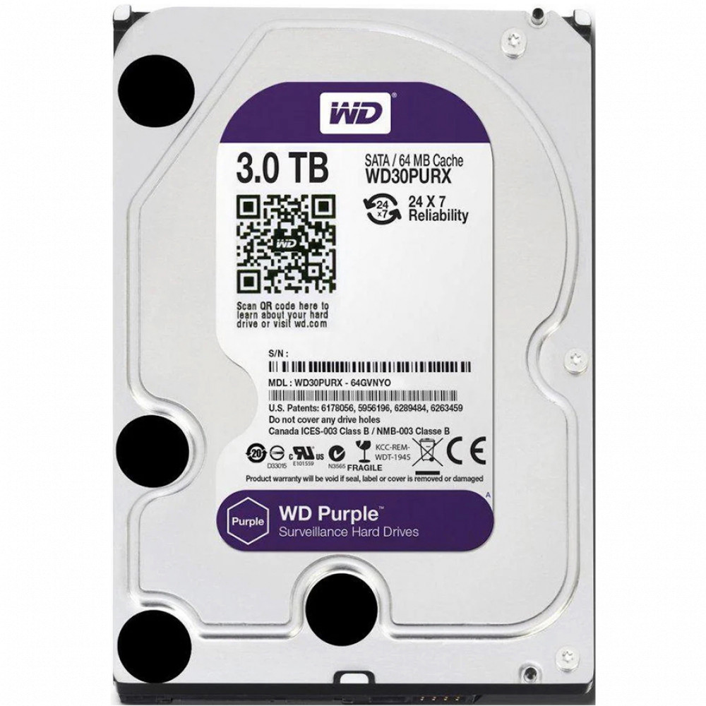 Жесткий диск Western Digital Purple WD30PURX HDD (классические), 3 ТБ, 3.5 дюйма, SATA - миниатюра 2