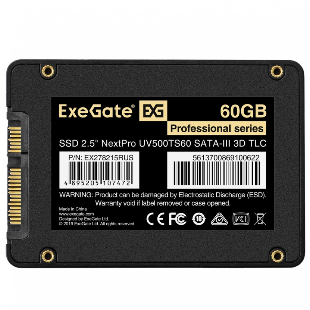 Жесткий диск ExeGate EX278215RUS SSD (твердотельные), 60 ГБ, 2.5 дюйма, SATA - миниатюра 6