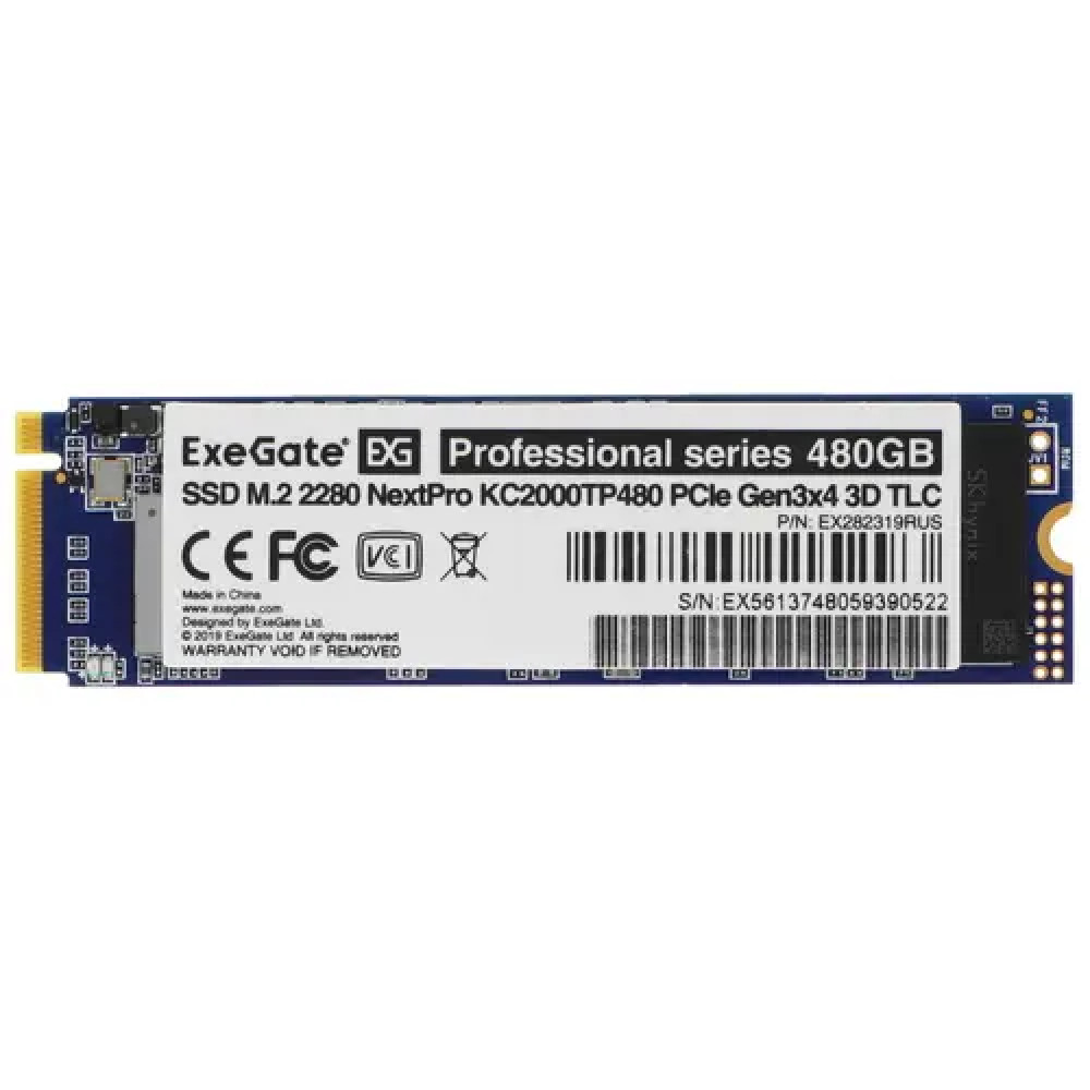 Жесткий диск ExeGate NextPro KC2000TP480 EX282319RUS SSD (твердотельные), 480 ГБ, M.2, PCIe - миниатюра 3