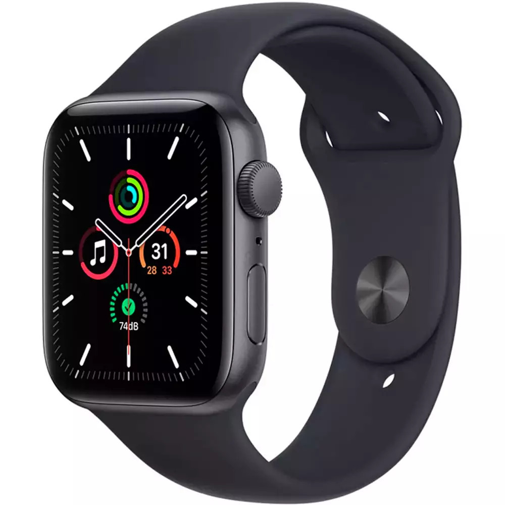 Apple Watch SE GPS, 44mm Space Grey Aluminium Case with Midnight Sport Band - Regular MKQ63GK Смарт-часы - миниатюра 4
