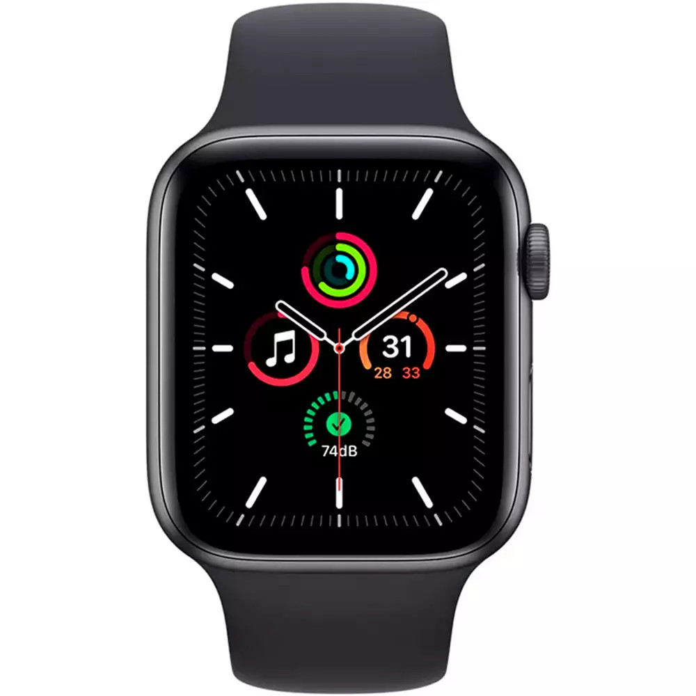 Apple Watch SE GPS, 44mm Space Grey Aluminium Case with Midnight Sport Band - Regular MKQ63GK Смарт-часы - миниатюра 5