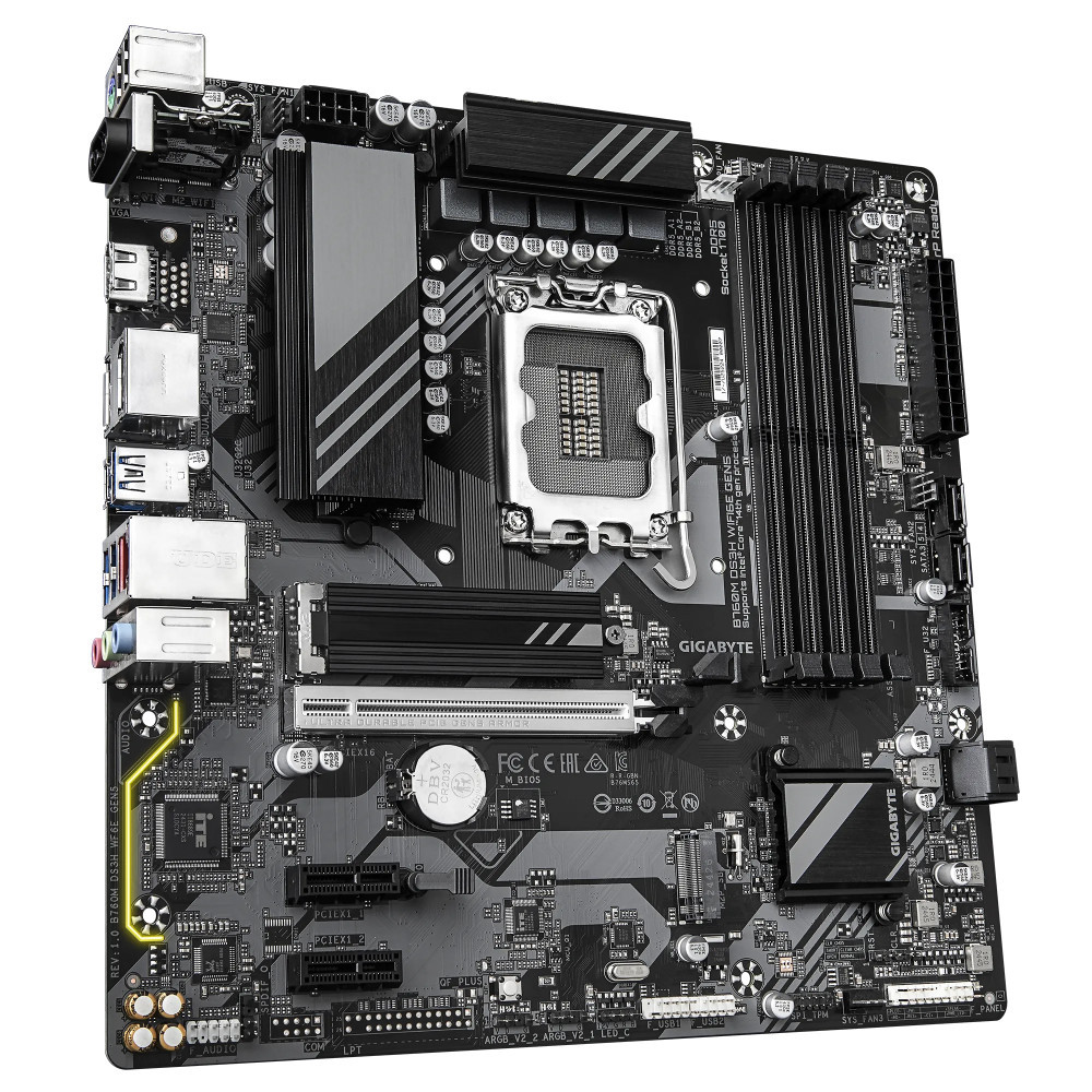 Материнская плата Gigabyte B760M DS3H WIFI6E GEN5 (REV1.0) Micro-ATX, LGA 1700 - миниатюра 6