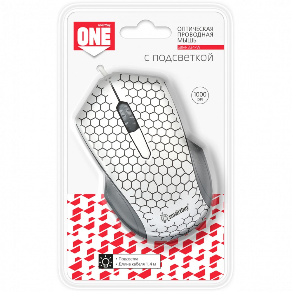 Мышь SmartBuy ONE 334 White SBM-334-W Бюджетные, Проводная - миниатюра 8