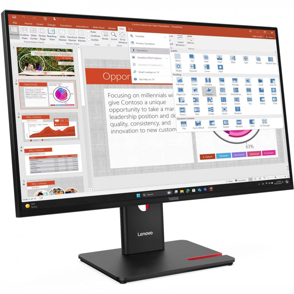 Монитор Lenovo ThinkVision T27-40 64A5MAT6EU 27 ", IPS, Full HD 1920x1080 (16:9), 120 Гц - миниатюра 7