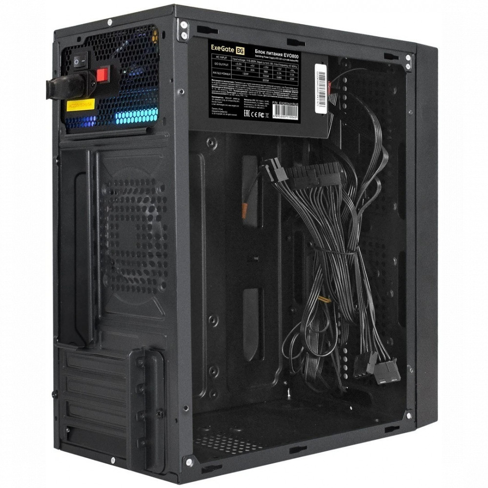 Корпус ExeGate mEVO-9301-EVO800 Black EX296070RUS Mini-Tower - миниатюра 4