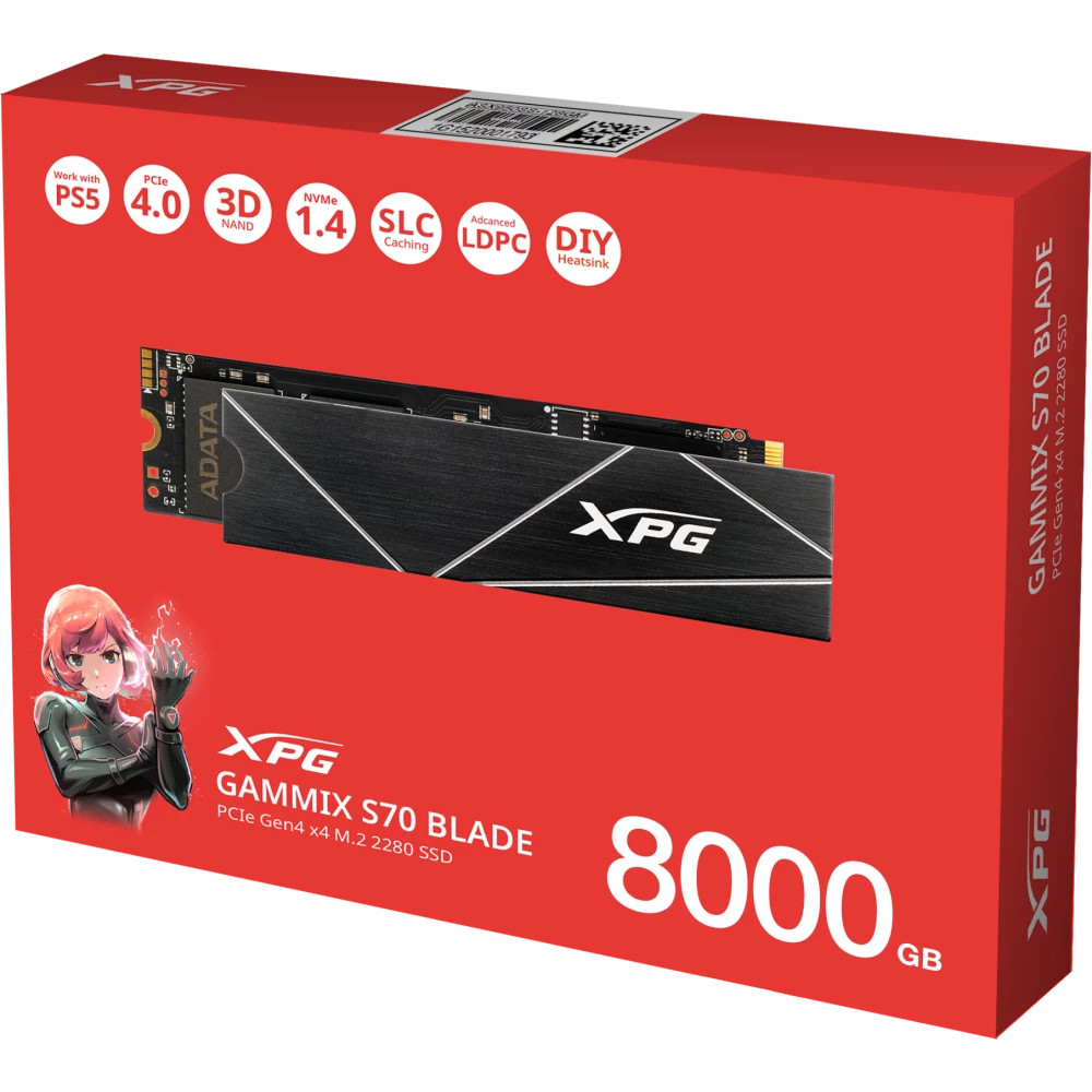 Жесткий диск ADATA XPG Blade S70 AGAMMIXS70B-8000G-CS SSD (твердотельные), 8 ТБ, M.2, PCIe - миниатюра 8