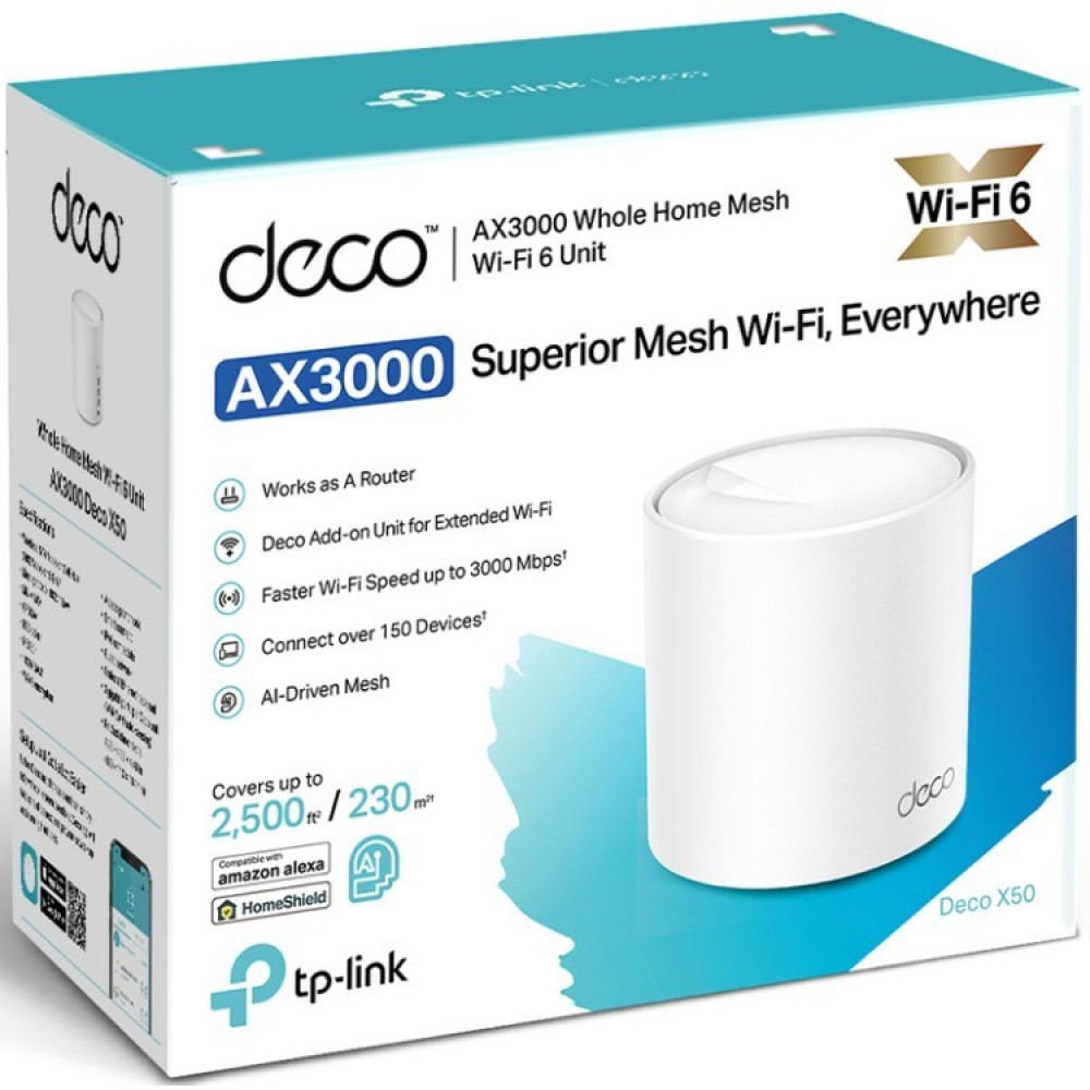 Маршрутизатор для дома TP-Link AX3000 Whole Home Mesh Wi-Fi 6 DECO X50(1-PACK) - миниатюра 4