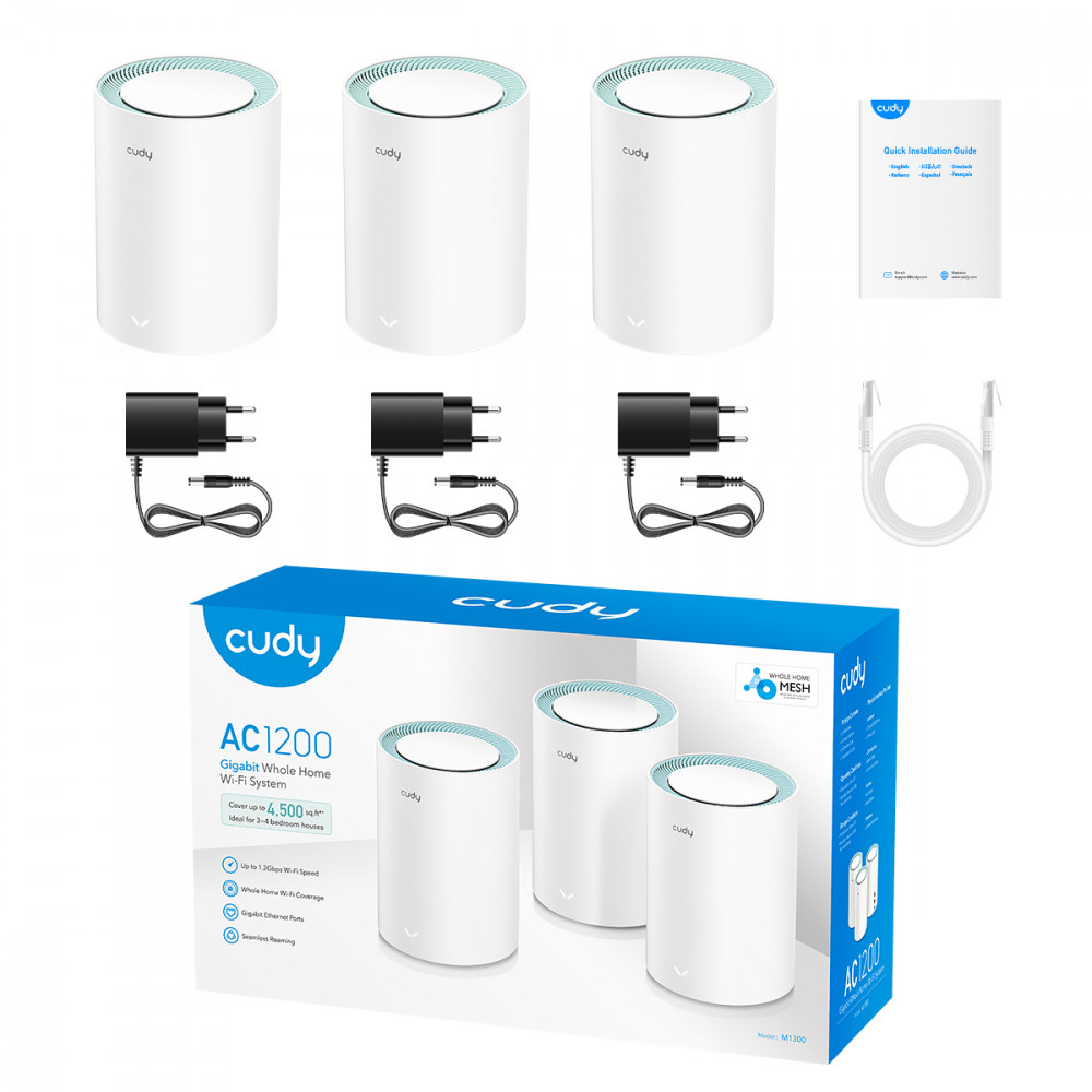 Маршрутизатор для дома CUDY Wi-Fi система AC1200 M1300(3-Pack) - миниатюра 6