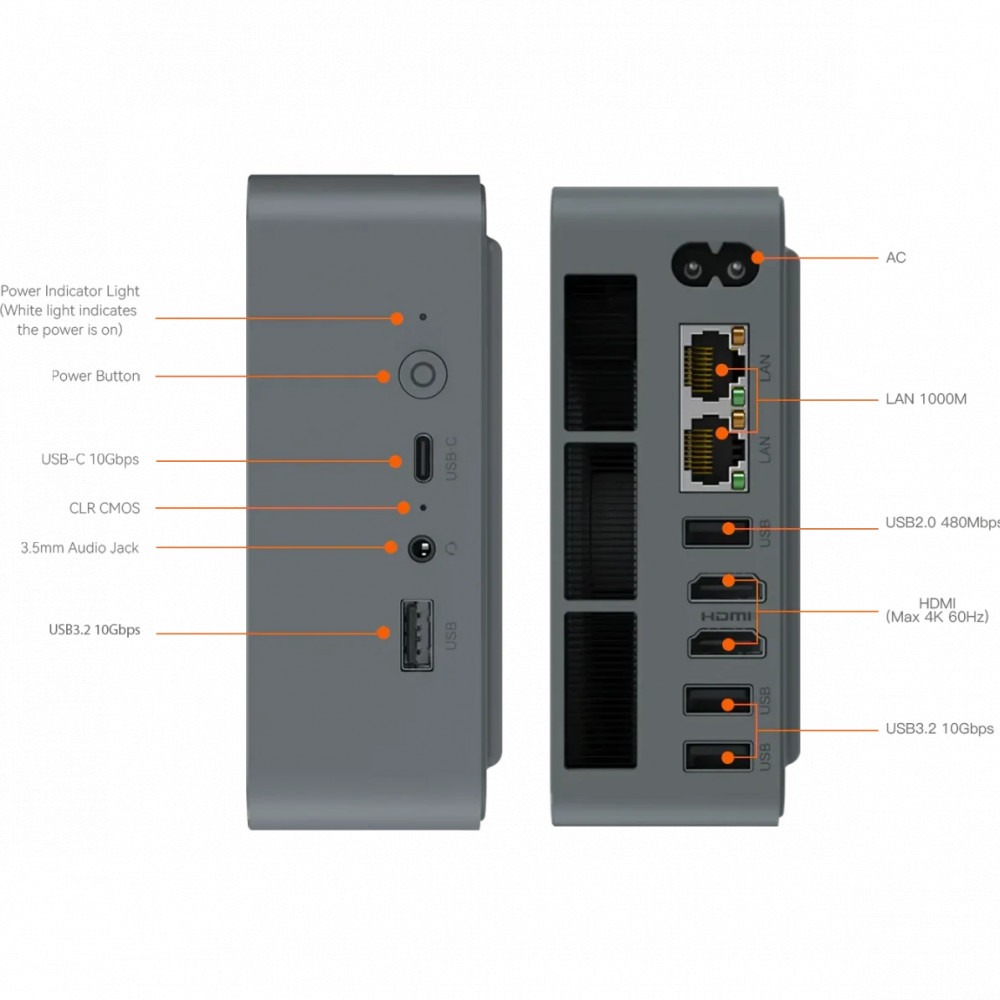 Персональный компьютер Beelink BL/EQR7- LP/7735HS/24G/1TB/Milky Grey Ryzen 7, 7735HS, 3.2, 24 Гб, DDR5-4800 - миниатюра 4