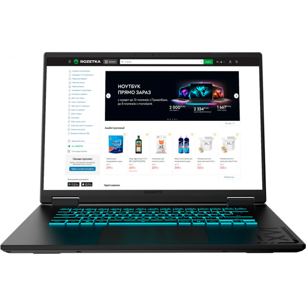 Ноутбук Gigabyte 3VHK3EE893SD 16 ", WUXGA 1920x1200 (16:10), AMD, Ryzen 7, 32 Гб, 1 ТБ, nVidia GeForce RTX 5060 - миниатюра 4